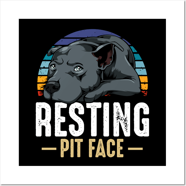 Resting Pit Face Pitbull Dog Pet Animal Lover Wall Art by Funnyawesomedesigns